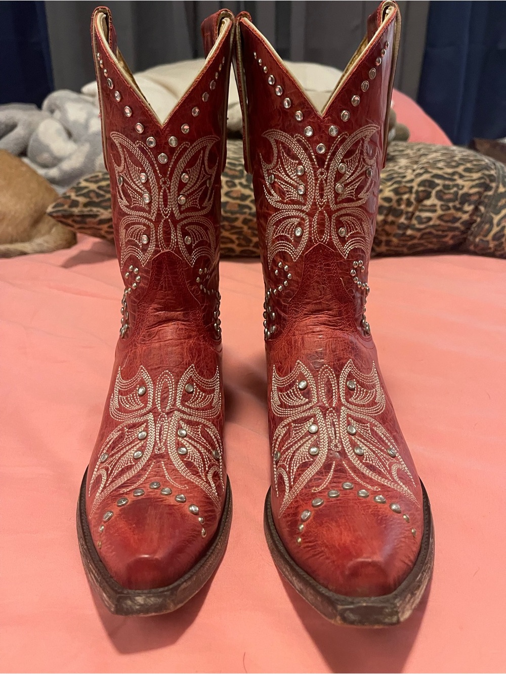 Old Gringo Yippie Ki Yay Boots 7.5 B Red Crystals Butterfly